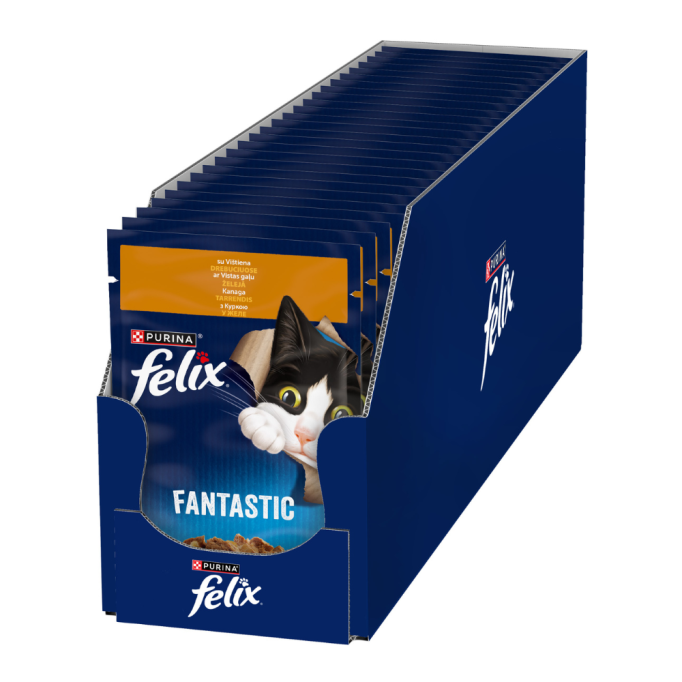 Felix Fantastic Вологий корм з куркою для дорослих котів (в желе) 85г 26шт 