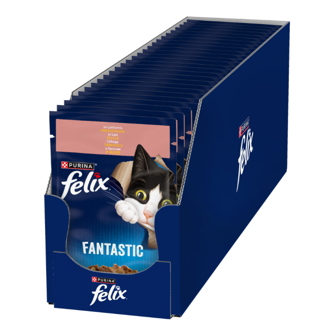 Felix Fantastic Вологий корм з лососем для дорослих котів (в желе) 85г 26шт