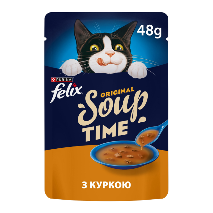 Felix Soup Chicken Вологий корм суп з куркою для дорослих котів 48г 30шт 