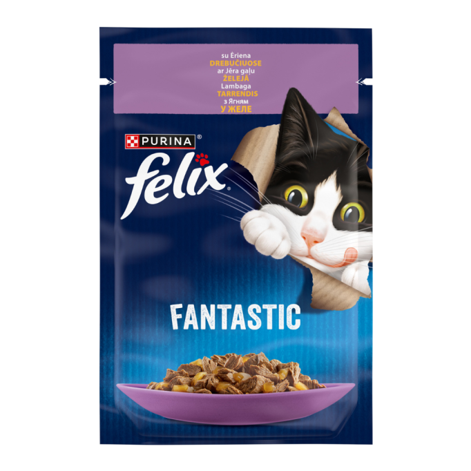 Felix Fantastic Вологий корм з ягням для дорослих котів (в желе) 85г 26шт