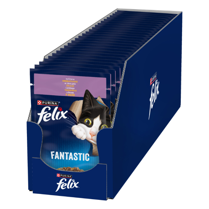 Felix Fantastic Вологий корм з ягням для дорослих котів (в желе) 85г 26шт