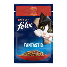 Felix Fantastic Вологий корм з яловичиною для дорослих котів (в желе) 85г 26шт