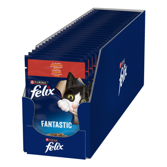 Felix Fantastic Вологий корм з яловичиною для дорослих котів (в желе) 85г 26шт