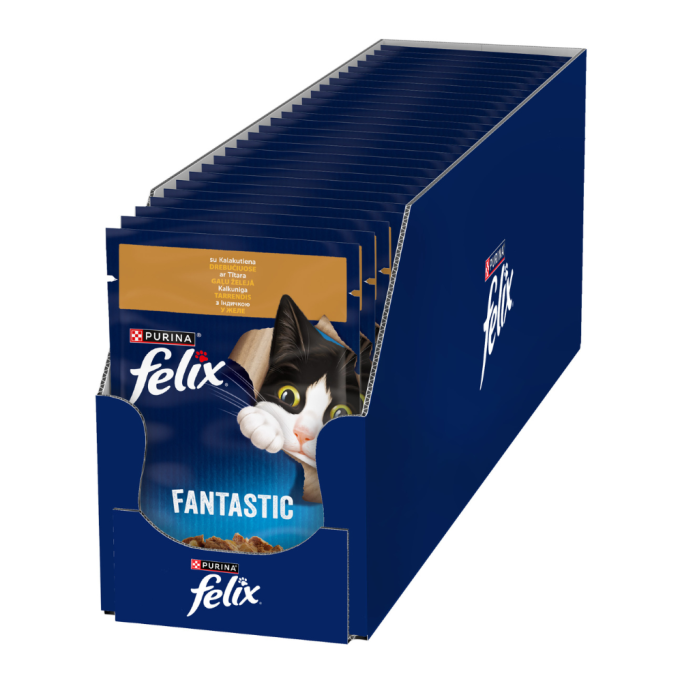 Felix Fantastic Вологий корм з індичкою для дорослих котів (в желе) 85г 26шт 