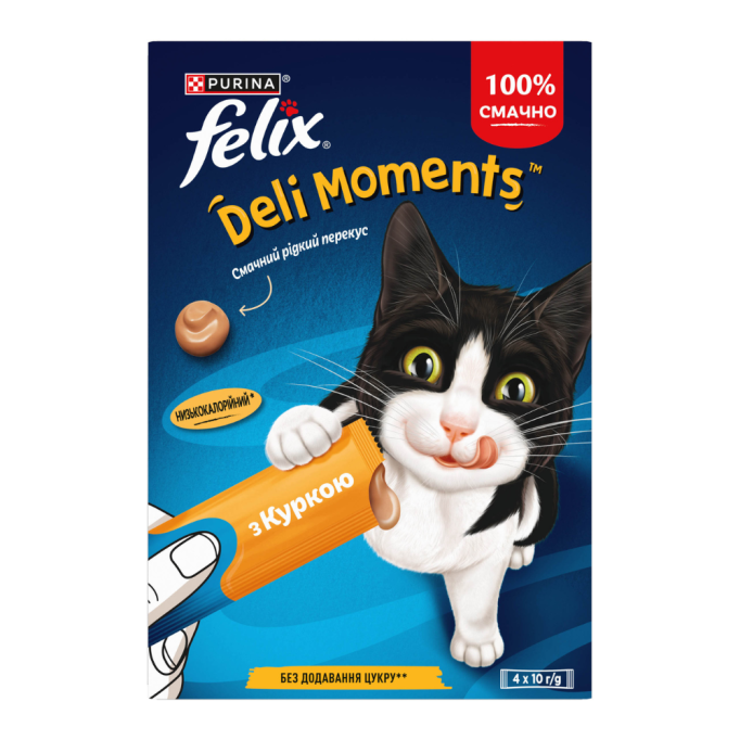 Felix Deli Moments Chicken Кремові ласощі з куркою для дорослих котів 10г 4шт