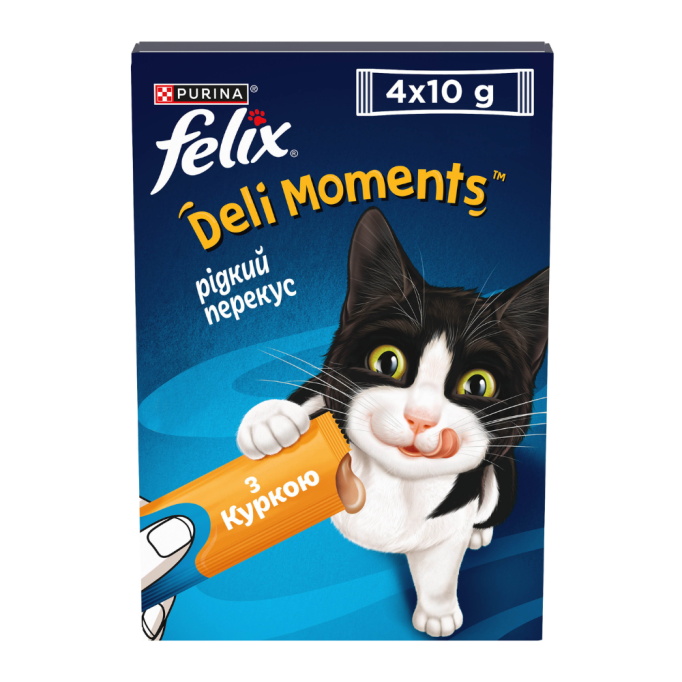 Felix Deli Moments Chicken Кремові ласощі з куркою для дорослих котів 10г 4шт