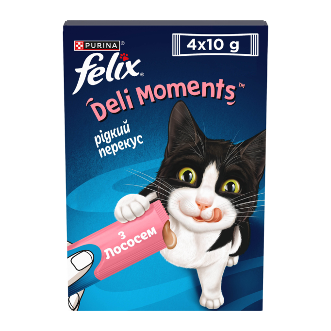 Felix Deli Moments Salmon Кремові ласощі з лососем для дорослих котів 10г 4шт