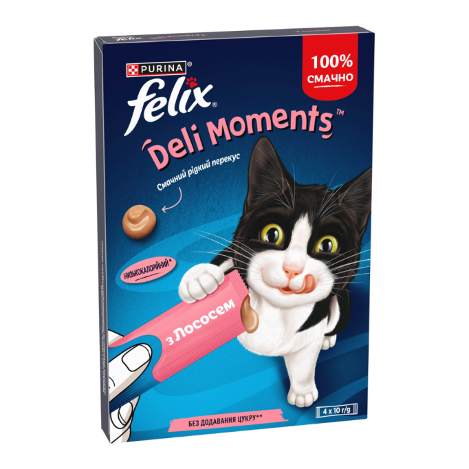 Felix Deli Moments Salmon Кремові ласощі з лососем для дорослих котів 10г 4шт