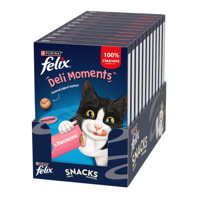 Felix Deli Moments Salmon Кремові ласощі з лососем для дорослих котів 10г 4шт