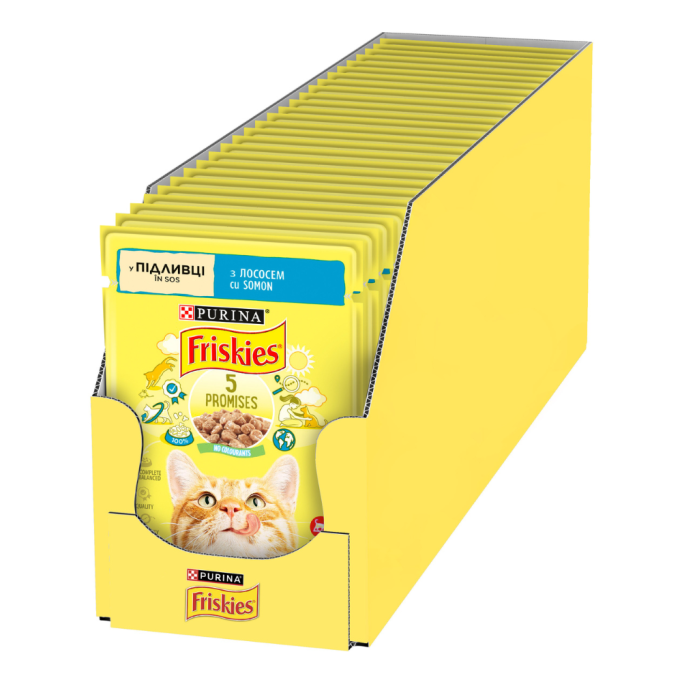Friskies Вологий корм з лососем для дорослих котів (в соусі) 85г 26шт
