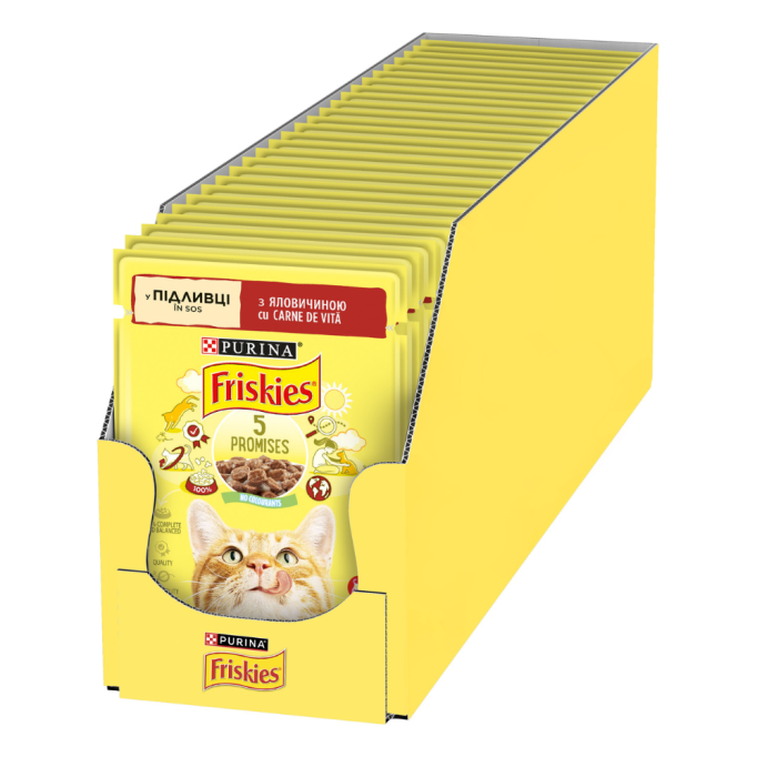 Friskies Вологий корм з яловичиною для дорослих котів (в соусі) 85г 26шт