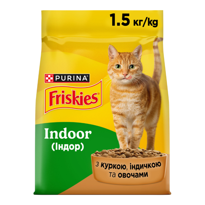 Friskies Indoor Сухий корм з куркою та садовою травою для котів, що живуть у приміщенні 1,5кг