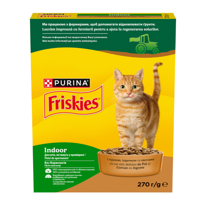 Friskies Indoor Сухий корм з куркою та садовою травою для котів, що живуть у приміщенні 270г