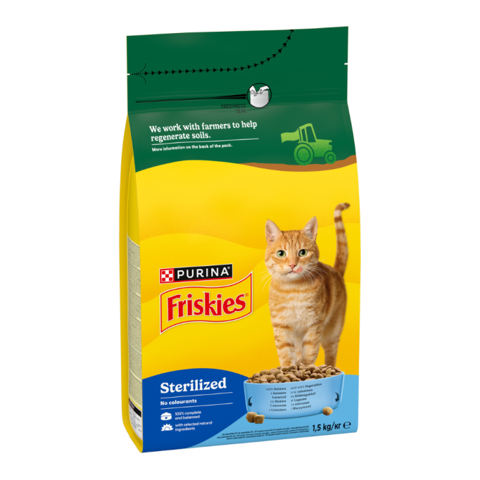 Friskies Sterilized Сухий корм з лососем і овочами для дорослих стерилізованих котів 1,5кг