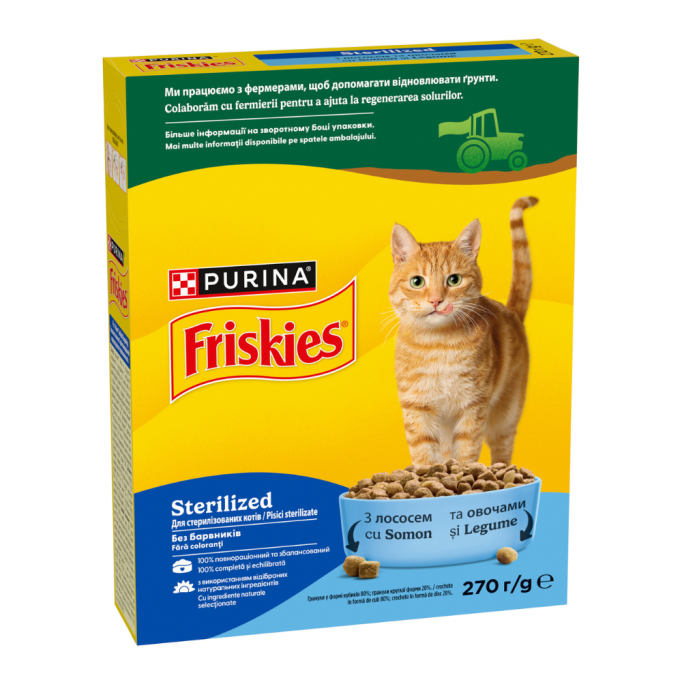 Friskies Sterilized Сухий корм з лососем і овочами для дорослих стерилізованих котів 270г