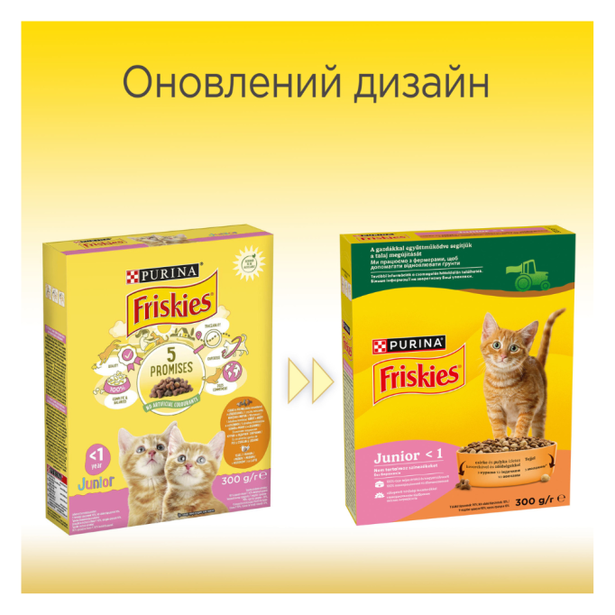 Friskies Junior Сухий корм для кошенят з куркою, молоком та овочами 300г