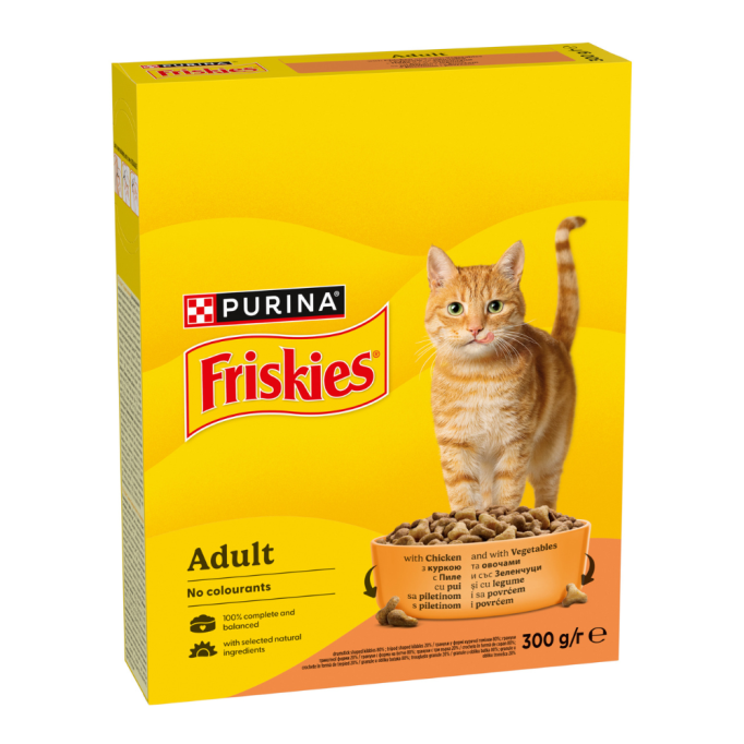 Friskies Сухий корм для дорослих котів з куркою та овочами 300г