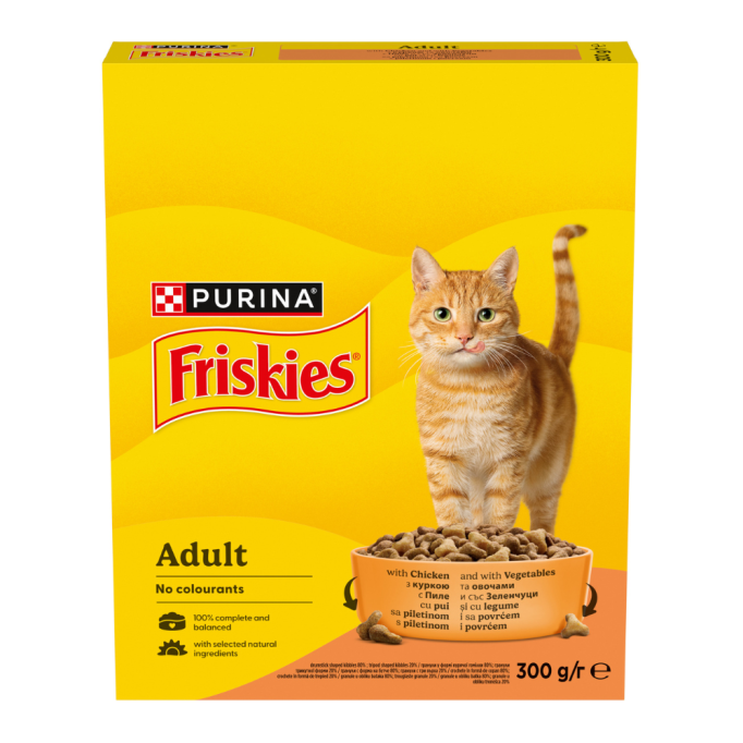 Friskies Сухий корм для дорослих котів з куркою та овочами 300г