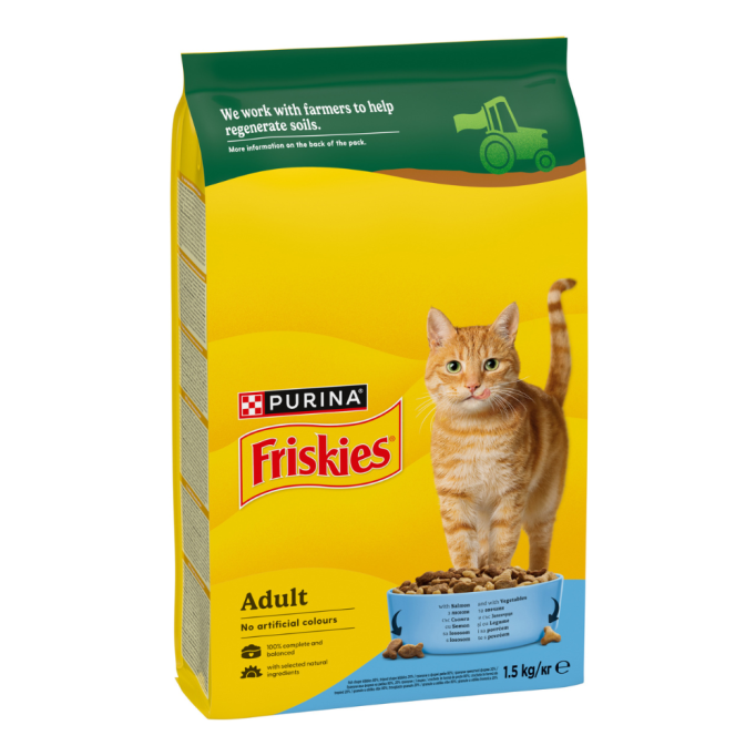 Friskies Сухий корм для дорослих котів з лососем та овочами 1,5кг
