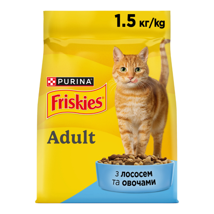 Friskies Сухий корм для дорослих котів з лососем та овочами 1,5кг
