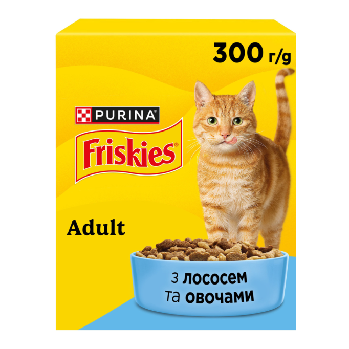 Friskies Сухий корм для дорослих котів з лососем та овочами 300г