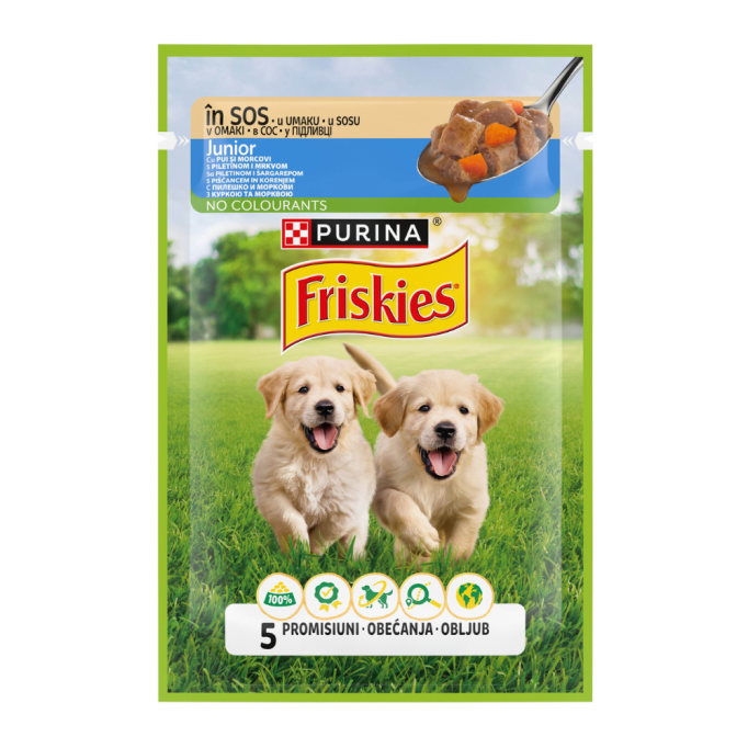 Friskies Junior Вологий корм з куркою та морквою для цуценят (в соусі) 85г 26шт