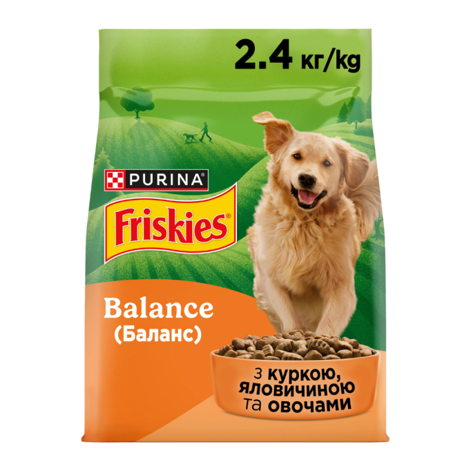 Friskies Balance Сухий корм з куркою та овочами для дорослих собак 2,4кг