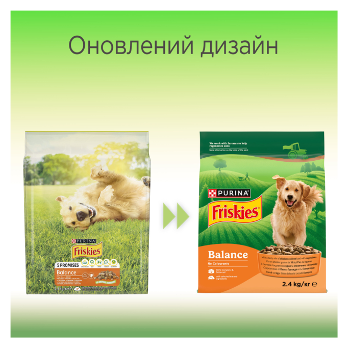 Friskies Balance Сухий корм з куркою та овочами для дорослих собак 2,4кг