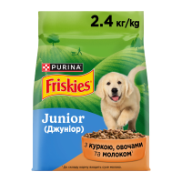Friskies Junior Сухий корм з куркою овочами та молоком для цуценят 2,4кг