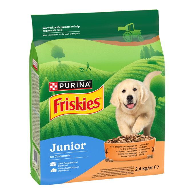 Friskies Junior Сухий корм з куркою овочами та молоком для цуценят 2,4кг