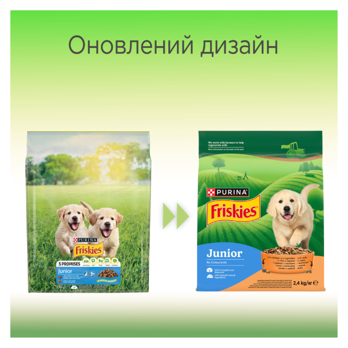 Friskies Junior Сухий корм з куркою овочами та молоком для цуценят 2,4кг