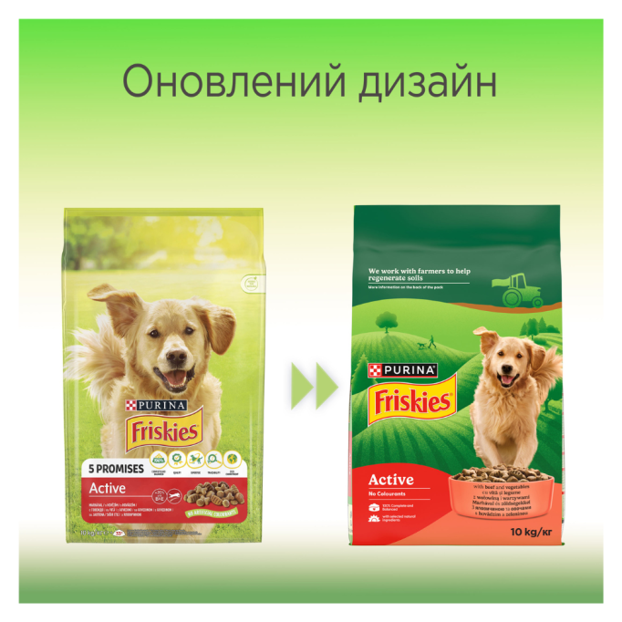 Friskies Active Сухий корм з яловичиною для дорослих активних собак 10кг