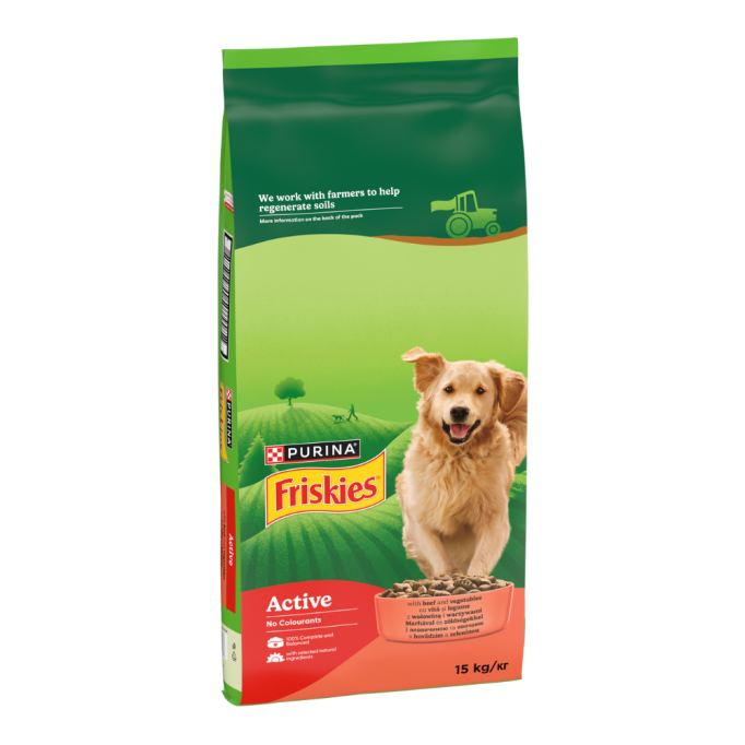 Friskies Active Сухий корм з яловичиною для дорослих активних собак 15кг