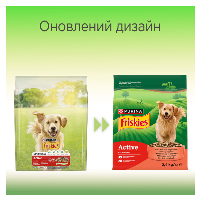 Friskies Active Сухий корм з яловичиною для дорослих активних собак 2,4кг