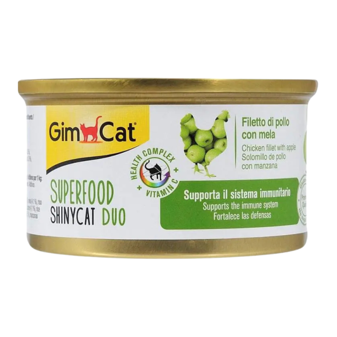 GimCat Shiny Cat Superfood Вологий корм з куркою та яблуком для дорослих котів (в соусі) 70г 24шт