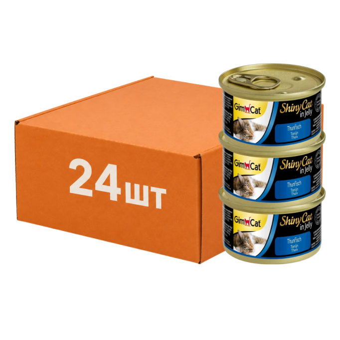GimCat Shiny Cat Вологий корм з тунцем для дорослих котів (в желе) 70г 24шт