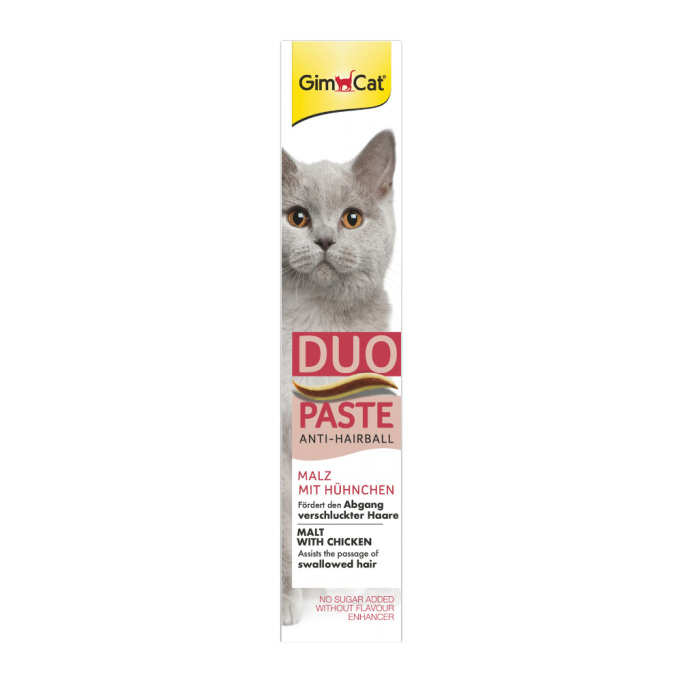 GimCat DUO PASTE Anti-hairboll Malt with Chicken Вітамінізована паста мальт та курка для дорослих котів з чутливим травленням (виведення шерсті) 50г