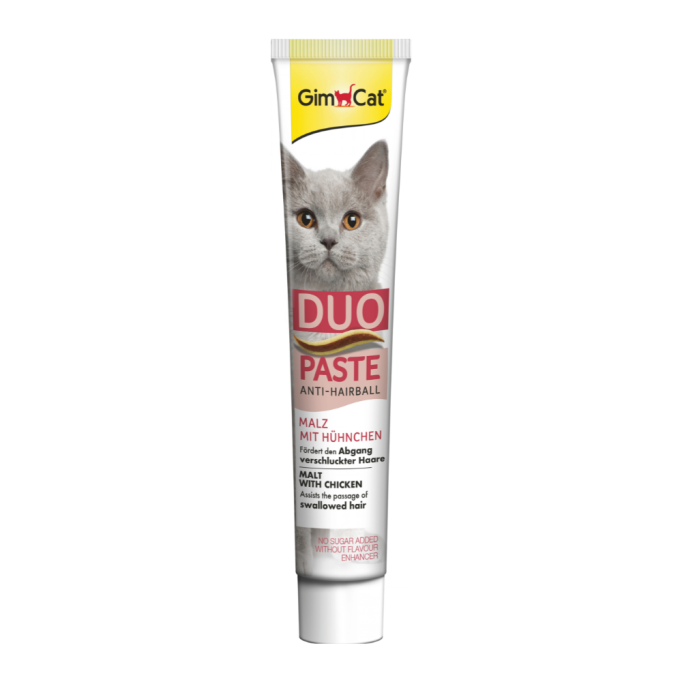 GimCat DUO PASTE Anti-hairboll Malt with Chicken Вітамінізована паста мальт та курка для дорослих котів з чутливим травленням (виведення шерсті) 50г