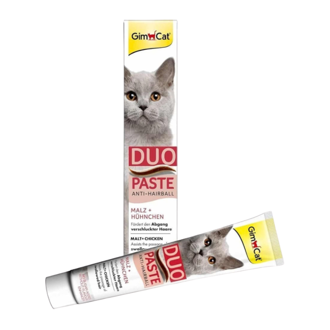 GimCat DUO PASTE Anti-hairboll Malt with Chicken Вітамінізована паста мальт та курка для дорослих котів з чутливим травленням (виведення шерсті) 50г