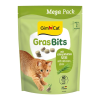 GimCat GrasBits Вітамінізовані ласощі таблетки з травою для котів з ефектом виведення шерсті 425г