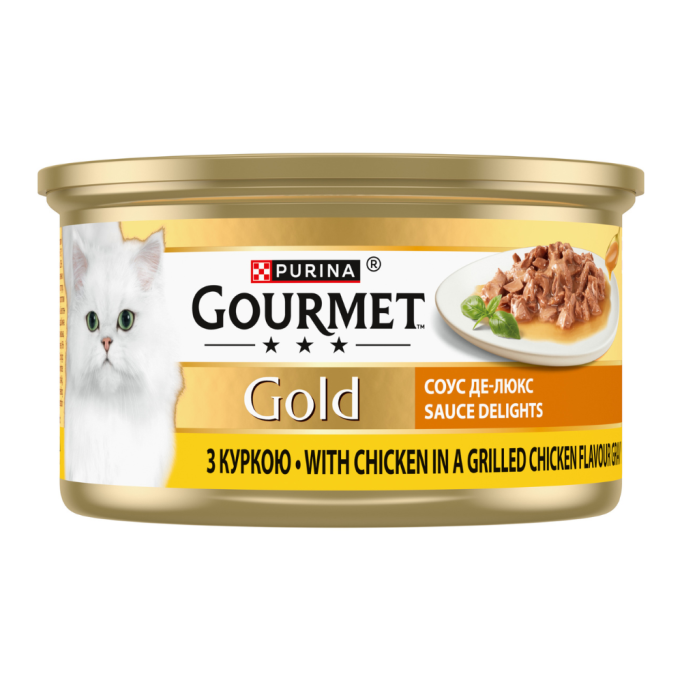 Gourmet Gold Соус Де-Люкс Вологий корм для дорослих котів з куркою (в соусі) 85г 12шт
