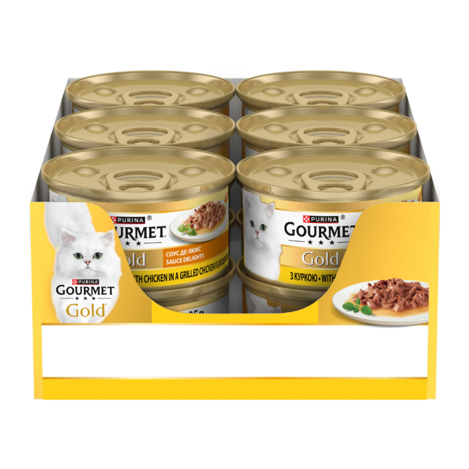 Gourmet Gold Соус Де-Люкс Вологий корм для дорослих котів з куркою (в соусі) 85г 12шт