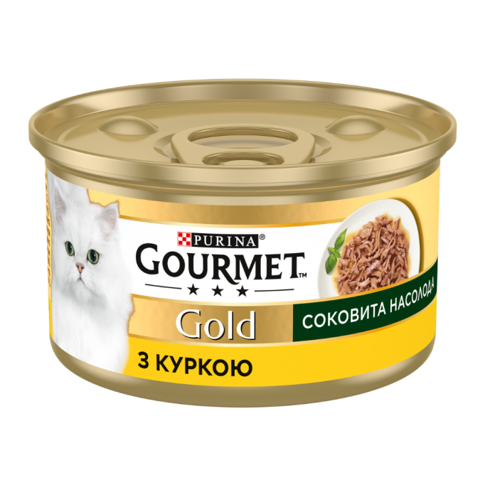 Gourmet Gold Соковита насолода Вологий корм для дорослих котів з куркою (в соусі) 85г 24шт