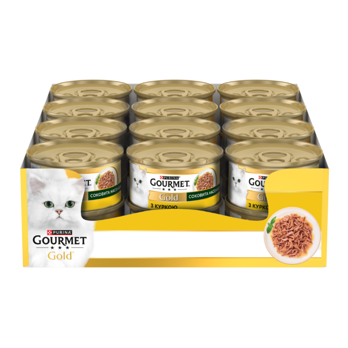 Gourmet Gold Соковита насолода Вологий корм для дорослих котів з куркою (в соусі) 85г 24шт
