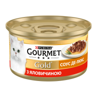 Gourmet Gold Соус Де-Люкс Вологий корм для дорослих котів з яловичиною (в соусі) 85г 12шт