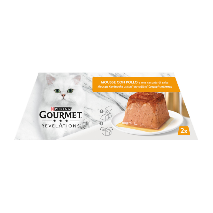 Gourmet Revelations Вологий корм для дорослих котів з куркою у підливі (мус) 57г 2шт
