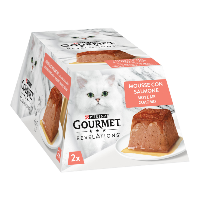 Gourmet Revelations Вологий корм для дорослих котів з лососем у підливі (мус) 57г 2шт