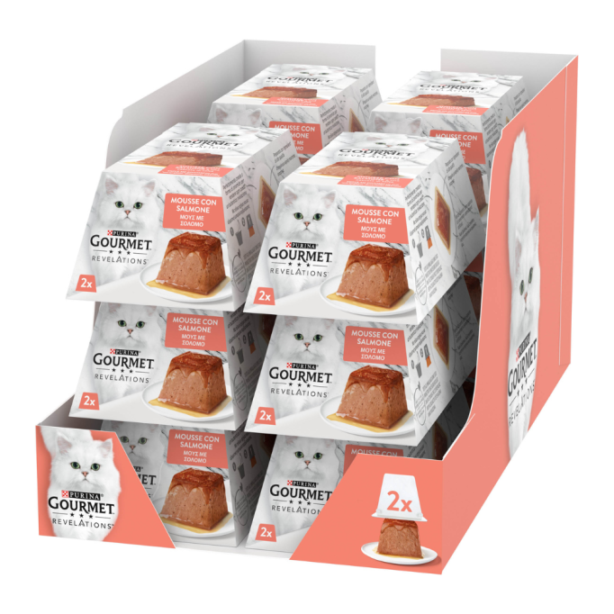 Gourmet Revelations Вологий корм для дорослих котів з лососем у підливі (мус) 57г 2шт