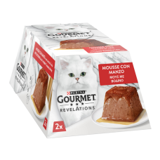 Gourmet Revelations Вологий корм для дорослих котів з яловичиною у підливі (мус) 57г 2шт