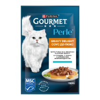 Gourmet Perle Mini Fillets Tuna Соус Де-Люкс Вологий корм для дорослих котів з тунцем (в соусі) 85г 26шт